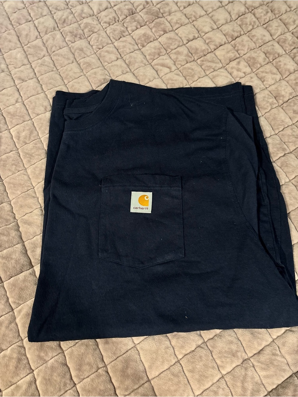 Carhartt Pocket Tee Navy Blue with Yellow Logo